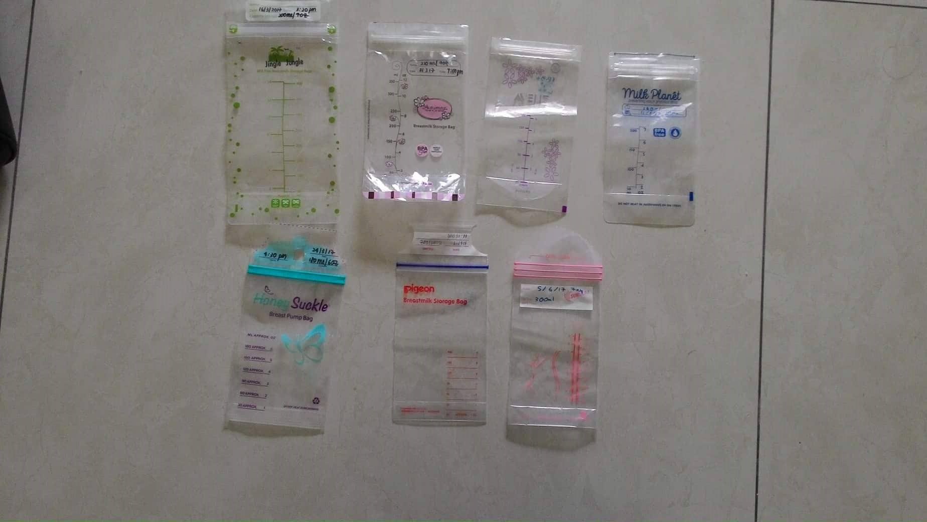 Different type of milk storage bags in Malaysia